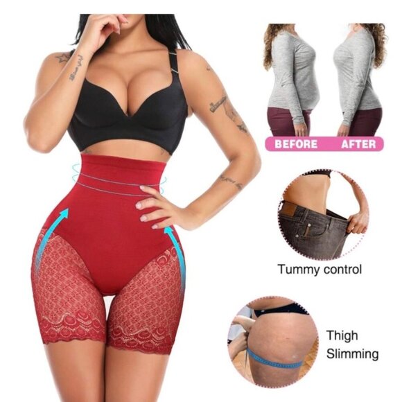 Butt Lifter Body Shaper Shorts Red lace Faja Size XXL - Picture 11 of 14